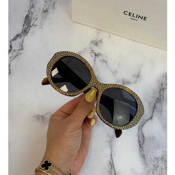 NEW Celine CL4240IS Brown Crystal Embellished Sunglasses $1050 - Picture 1 of 14